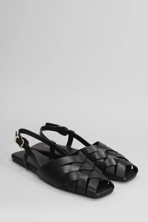 Irene Flats In Black Leather - Image 2
