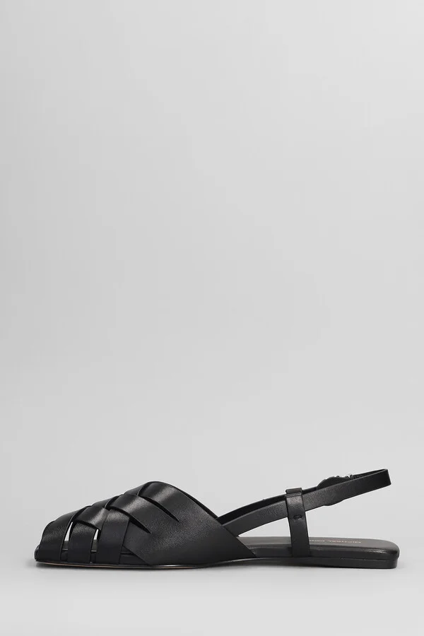 Irene Flats In Black Leather - Image 3