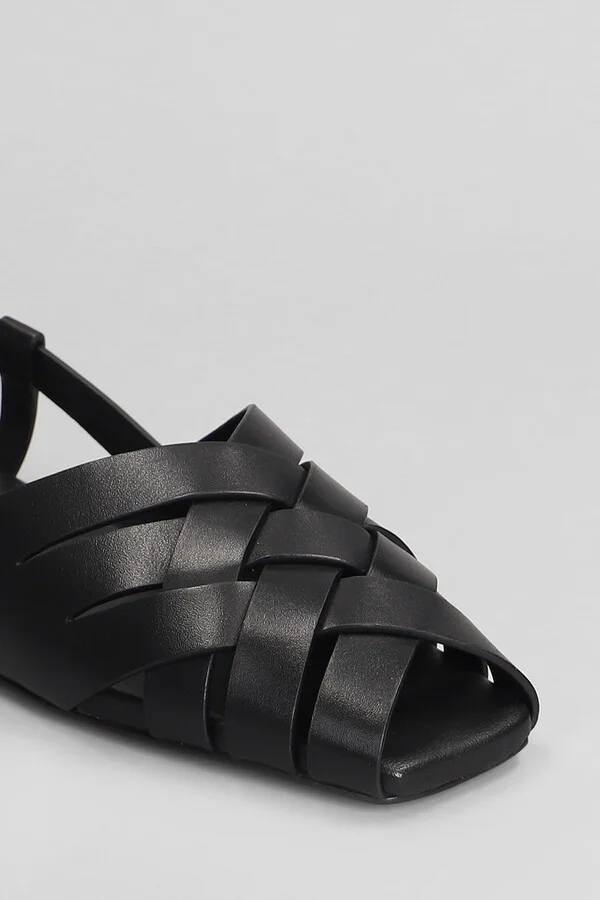 Irene Flats In Black Leather - Image 5