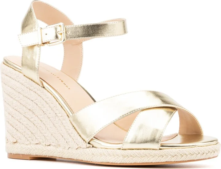 Irene Metallic Espadrille Wedge Sandal - Wide Width