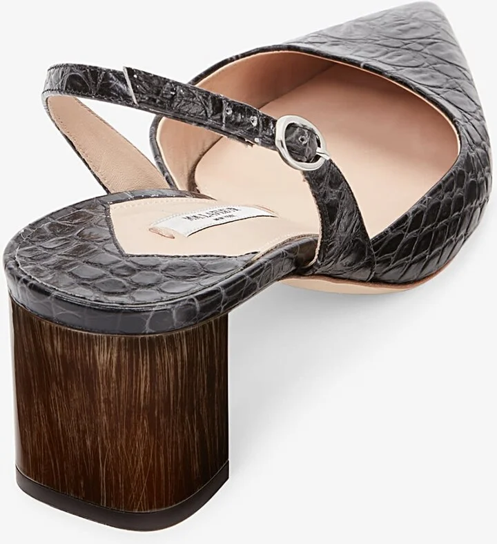 Irene Slingback - Embossed Croc - Onyx - Image 4