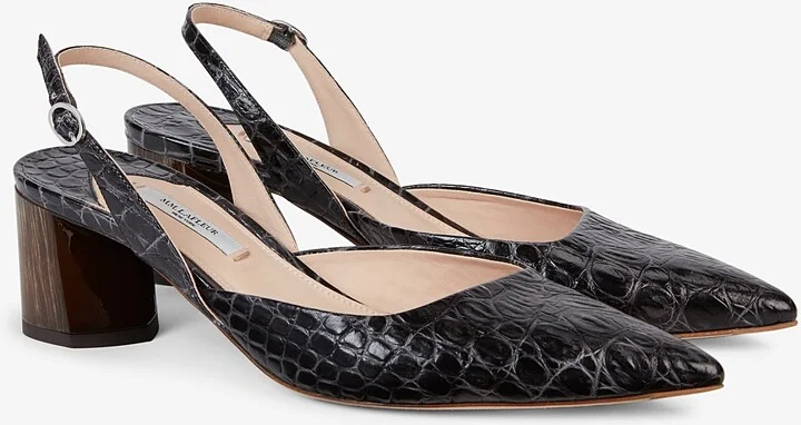 Irene Slingback - Embossed Croc - Onyx