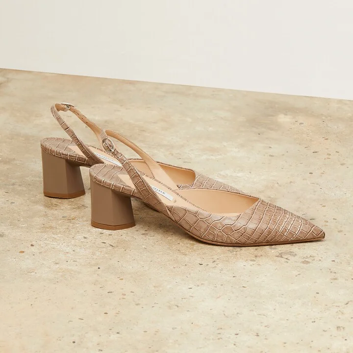 Irene Slingback - Embossed Croc - Rosy Taupe - Image 2