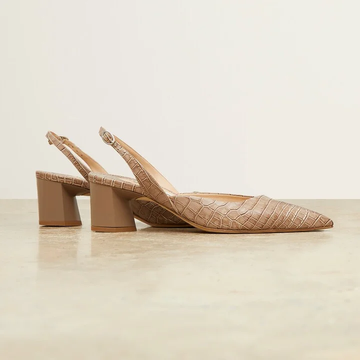 Irene Slingback - Embossed Croc - Rosy Taupe - Image 3