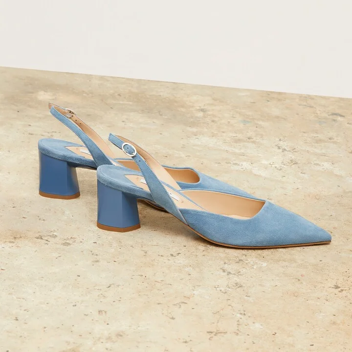Irene Slingback - Suede - Sky Blue - Image 2