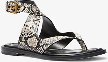Irene Snake Embossed Leather Wrap Sandal