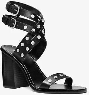 Irene Studded Leather Block Heel Sandal