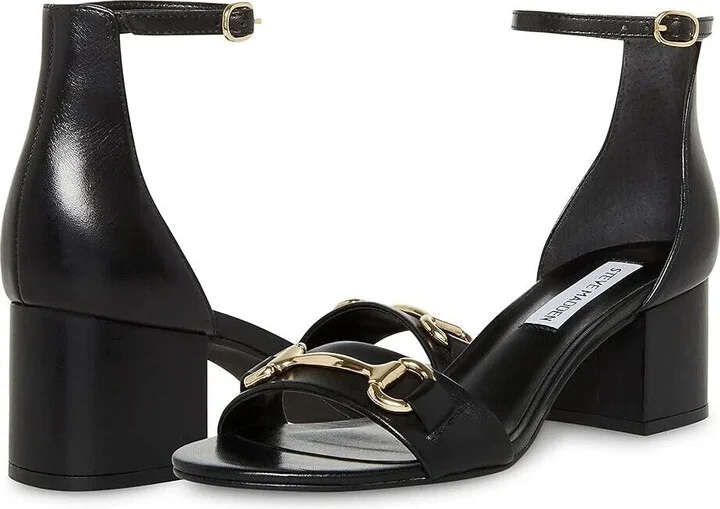 Irenee Sandals Womens Black Leather Ankle Strap Block Heel GBNC662
