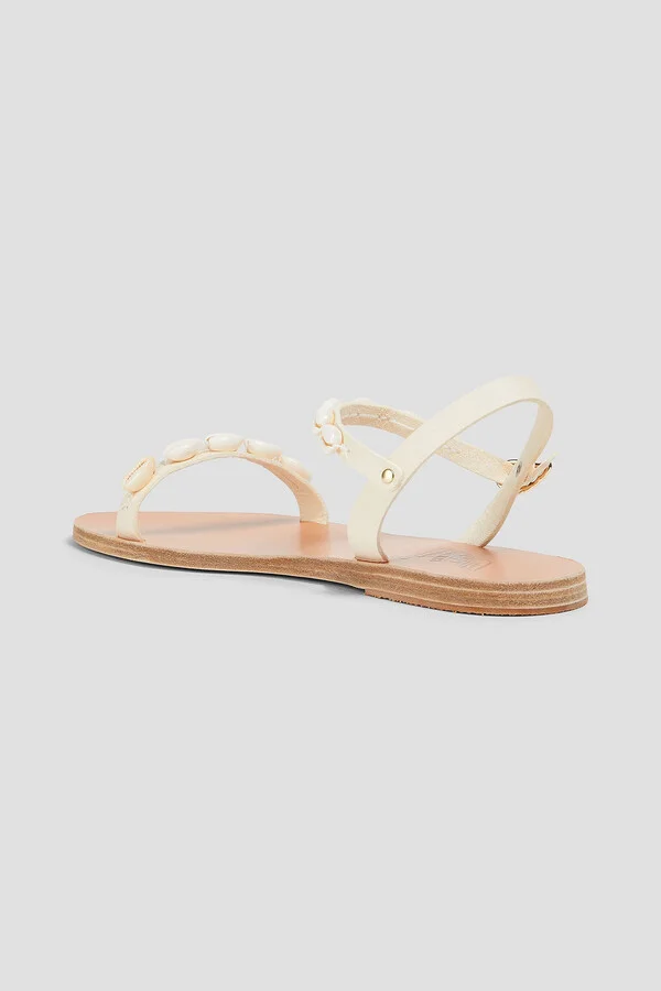 Irida shell-embellished leather sandals - Image 3