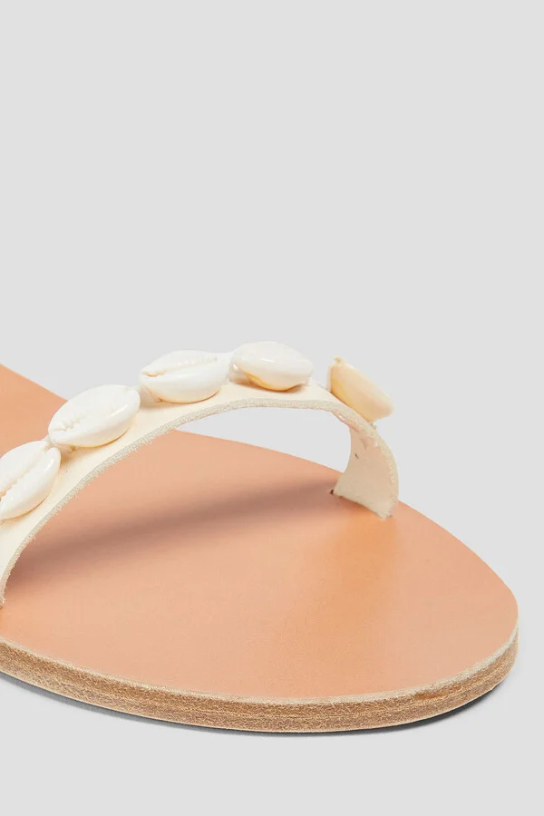 Irida shell-embellished leather sandals - Image 4