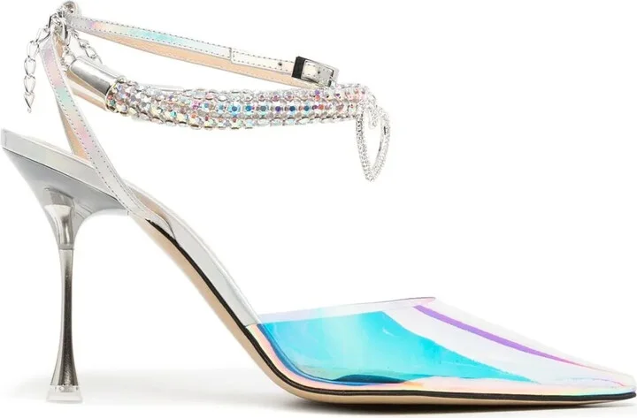 Iridescent Crystal-Strap Pumps