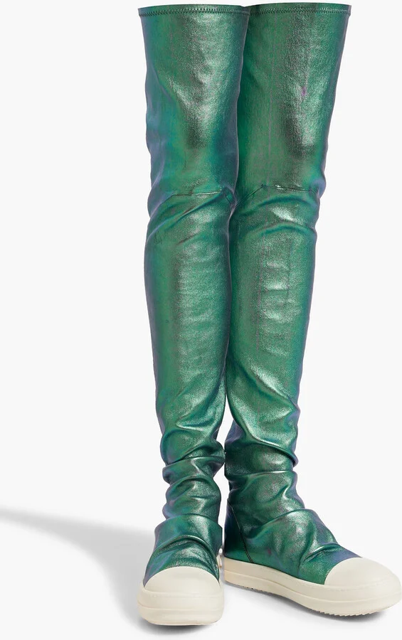 Iridescent leather-blend over-the-knee boots - Image 2