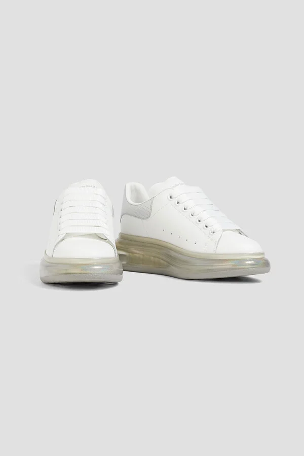 Iridescent smooth and snake-effect leather exaggerated-sole sneakers - Image 2