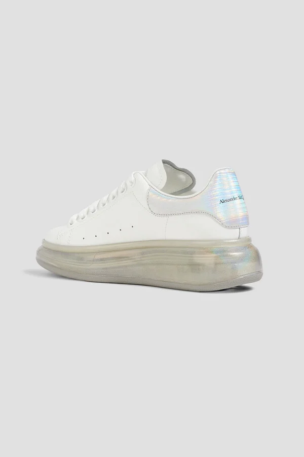 Iridescent smooth and snake-effect leather exaggerated-sole sneakers - Image 3