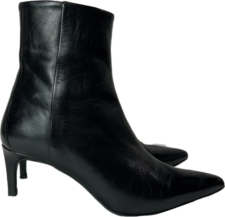 Iris and Ink Blythe Kitten Heel Boots in Black Leather