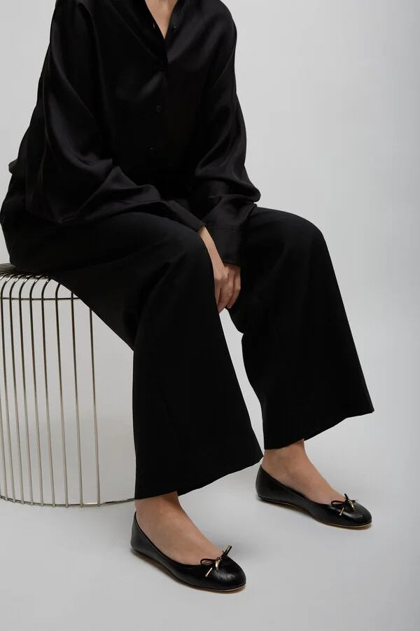 Iris black leather ballerinas - Image 5