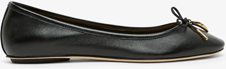 Iris black leather ballerinas