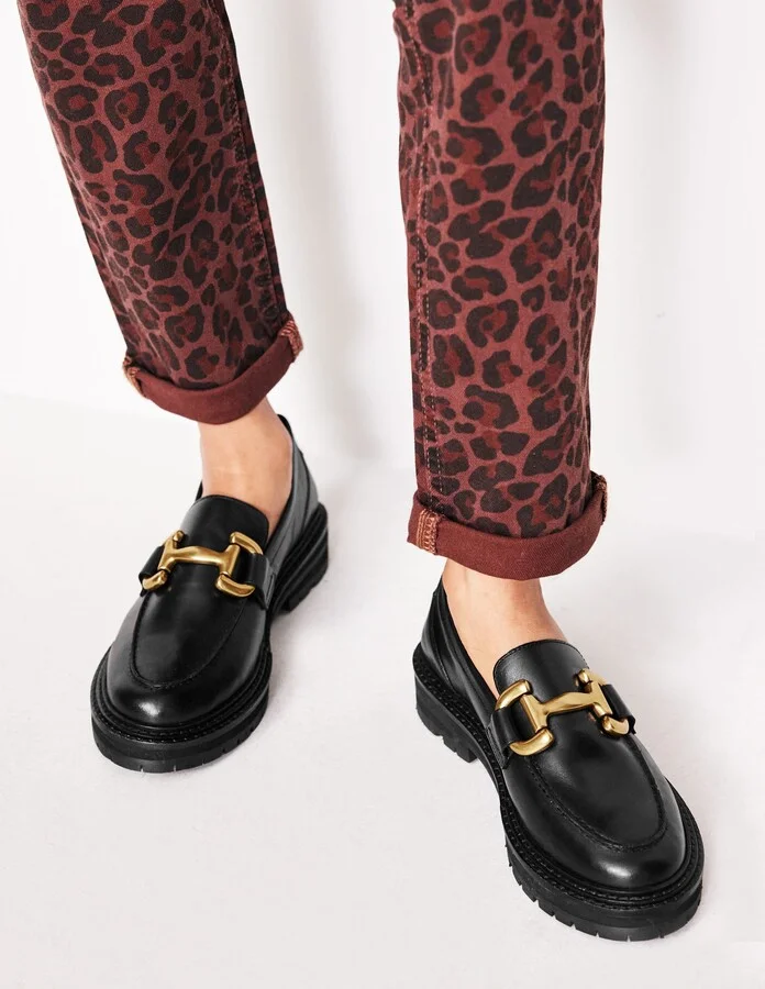 Iris Chunky Snaffle Loafers, Black