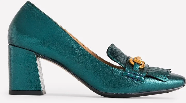 Iris Ghillie Heeled Loafers, Black Suede - Image 3