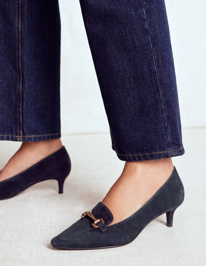 Iris Heel Snaffle Point Loafer, Navy - Image 2