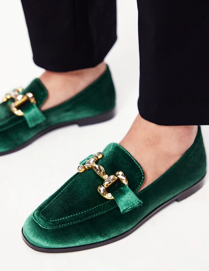 Iris Jewelled Snaffle Loafers, Glade Velvet
