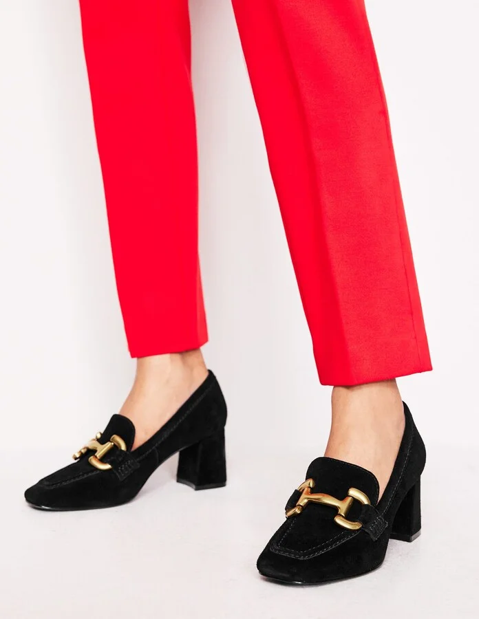 Iris Snaffle Heeled Loafers, Black