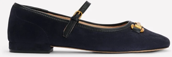 Iris Snaffle Mary Jane Flats, Dark Navy