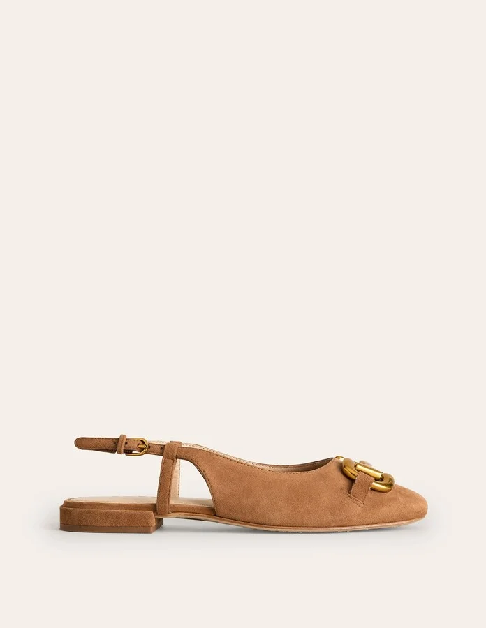 Iris Snaffle Slingback Flats, Dark Navy Suede - Image 3