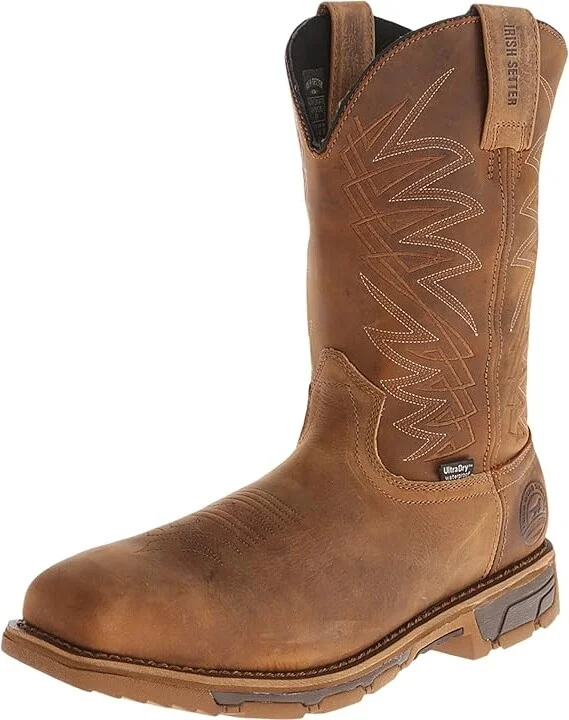 Irish Setter Marshall 11 Waterproof Steel-Toe Pull-On Men's Work Pull-on Boots Brown Leather : 8 D - Medium - Image 2