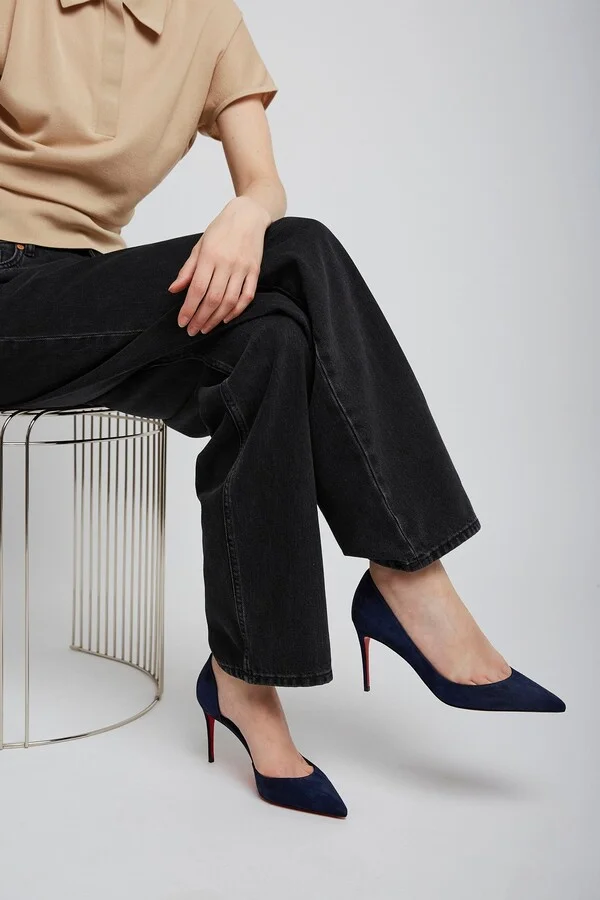 Iriza 85 dark blue suede pumps - Image 2