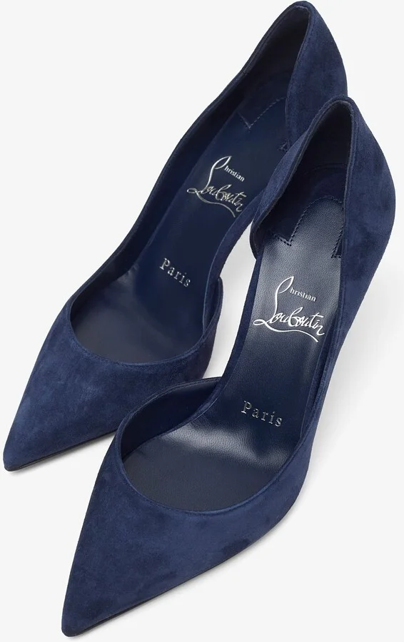 Iriza 85 dark blue suede pumps - Image 4