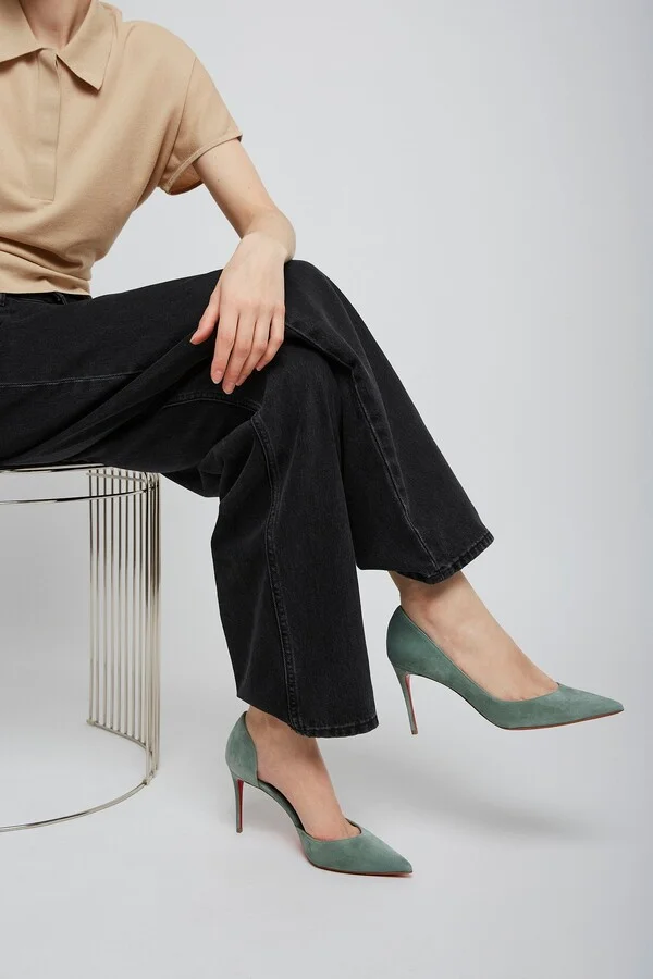 Iriza 85 sage green suede pumps - Image 6