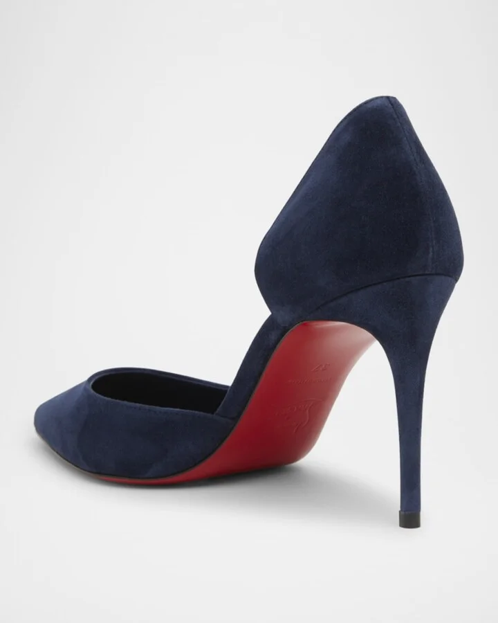 Iriza Suede Half-d'Orsay Red Sole Pumps - Image 5