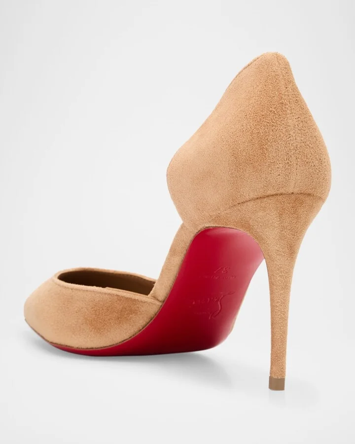 Iriza Suede Half-d'Orsay Red Sole Pumps - Image 7