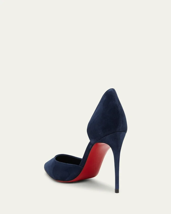 Iriza Suede Half-d'Orsay Red Sole Pumps - Image 4
