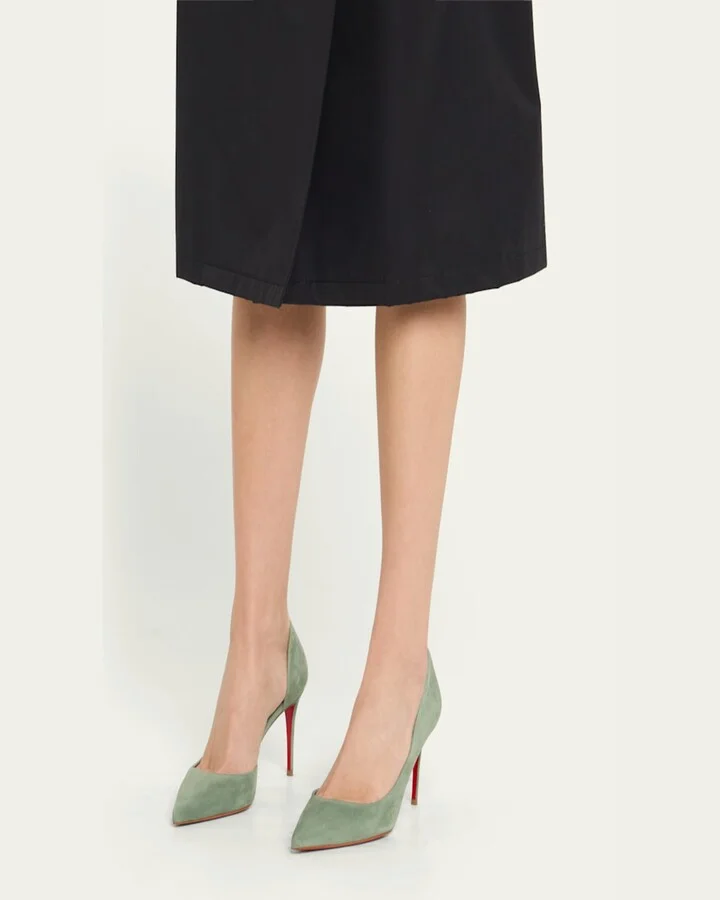 Iriza Suede Half-d'Orsay Red Sole Pumps - Image 6