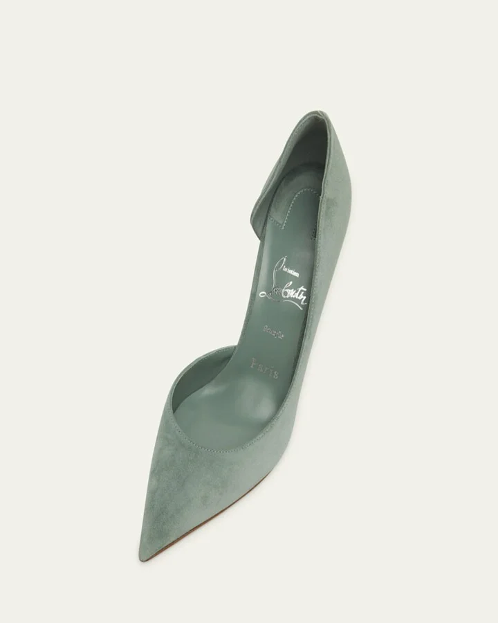 Iriza Suede Half-d'Orsay Red Sole Pumps - Image 9