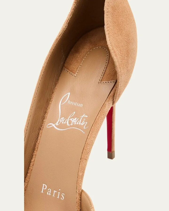 Iriza Suede Half-d'Orsay Red Sole Pumps - Image 11