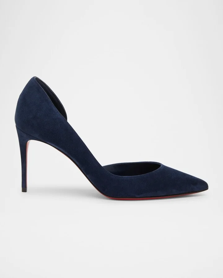 Iriza Suede Half-d'Orsay Red Sole Pumps