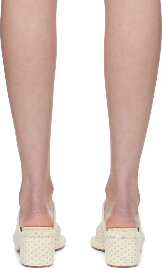 Isa Boulder Beige Knit Heeled Sandals - Image 2