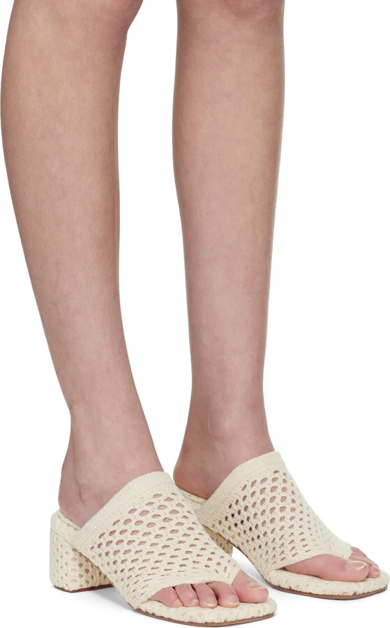 Isa Boulder Beige Knit Heeled Sandals - Image 4