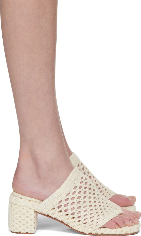 Isa Boulder Beige Knit Heeled Sandals