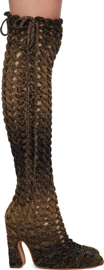 Isa Boulder Brown & Black SSENSE Exclusive Spiral Cable Boots