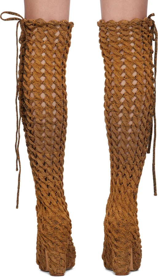 Isa Boulder Orange Spiral Cable Boots - Image 2