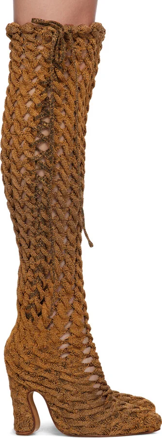 Isa Boulder Orange Spiral Cable Boots