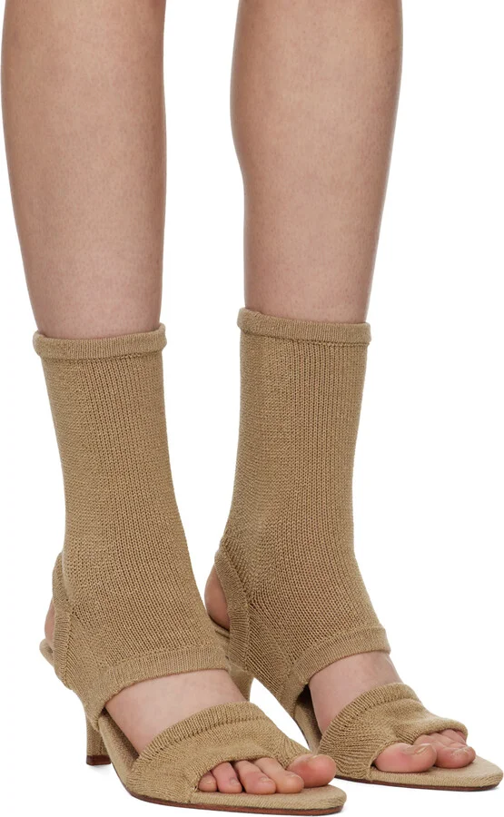 Isa Boulder SSENSE Exclusive Beige Heeled Sandals - Image 4