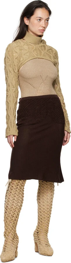 Isa Boulder SSENSE Exclusive Beige Spiral Cable Boots - Image 5