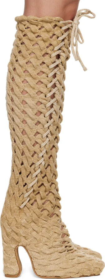 Isa Boulder SSENSE Exclusive Beige Spiral Cable Boots