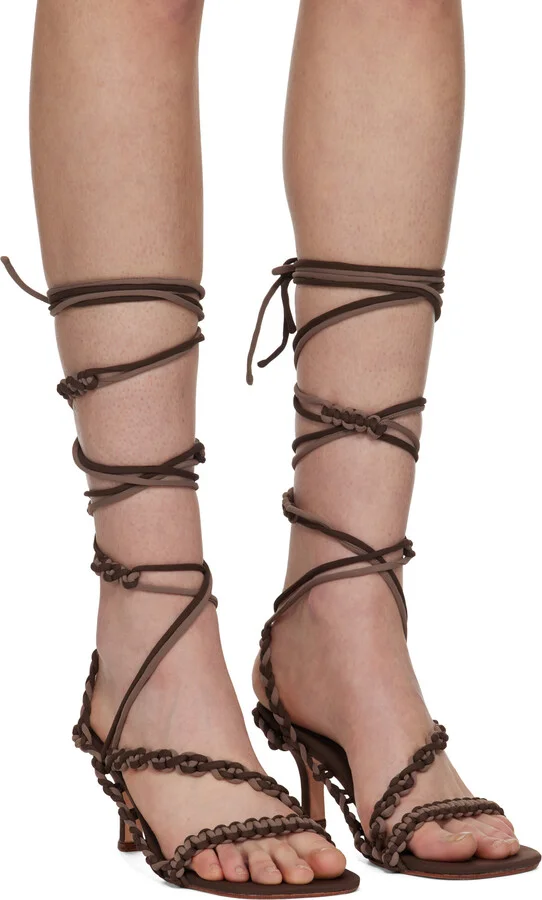 Isa Boulder SSENSE Exclusive Brown Branches Heeled Sandals - Image 4