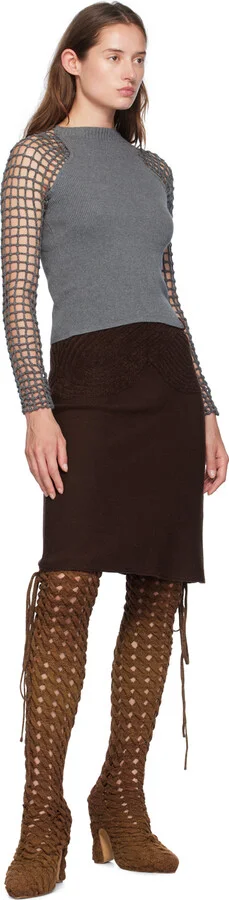 Isa Boulder SSENSE Exclusive Brown Spiralcable Tall Boots - Image 5